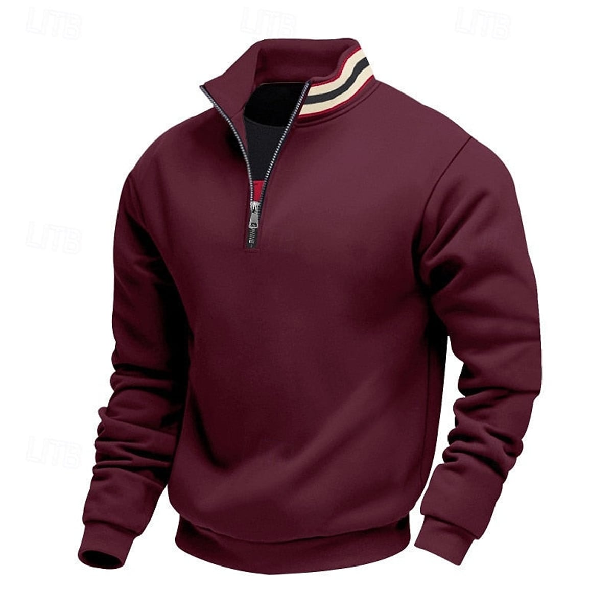 men's quarter-zip stand collar pullover in burgundy
