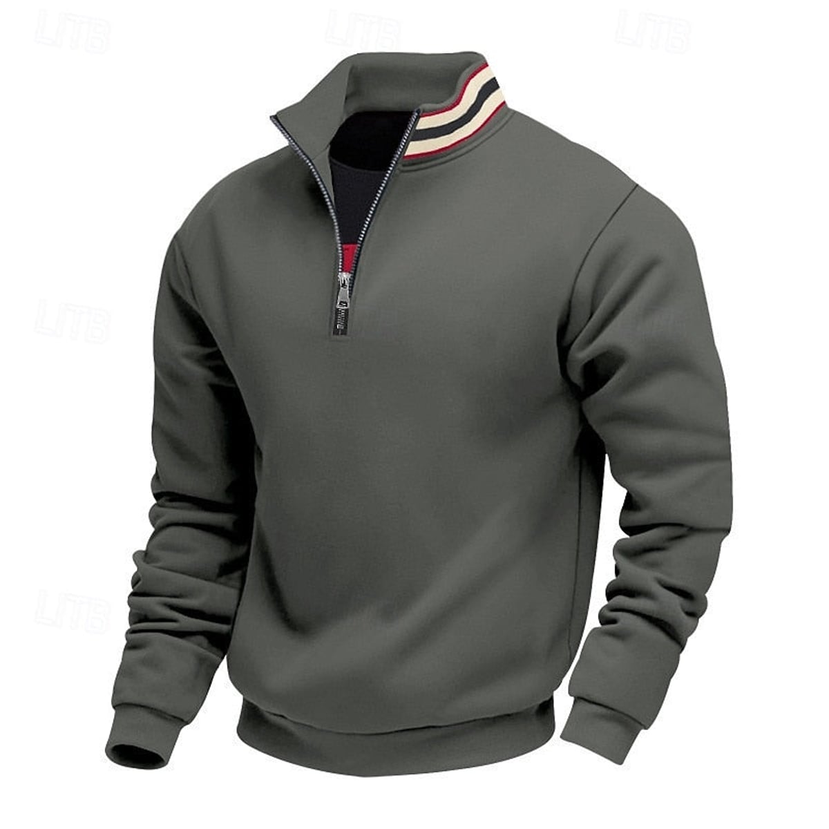 men's quarter-zip stand collar pullover in dark gray
