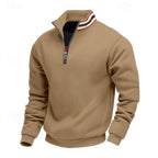 men's quarter-zip stand collar pullover in camel