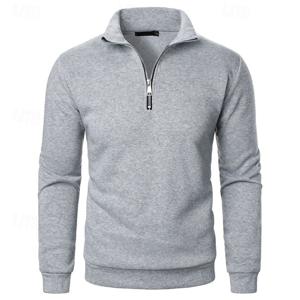 men's quarter-zip stand collar slim fit pullover in gray