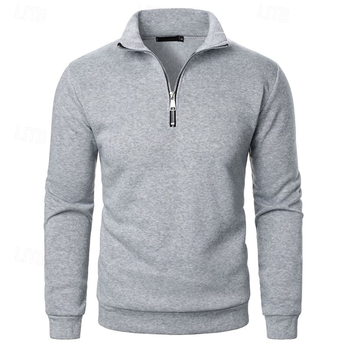 men's quarter-zip stand collar slim fit pullover in gray