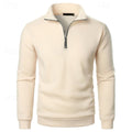men's quarter-zip stand collar slim fit pullover in apricot
