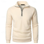 men's quarter-zip stand collar slim fit pullover in apricot