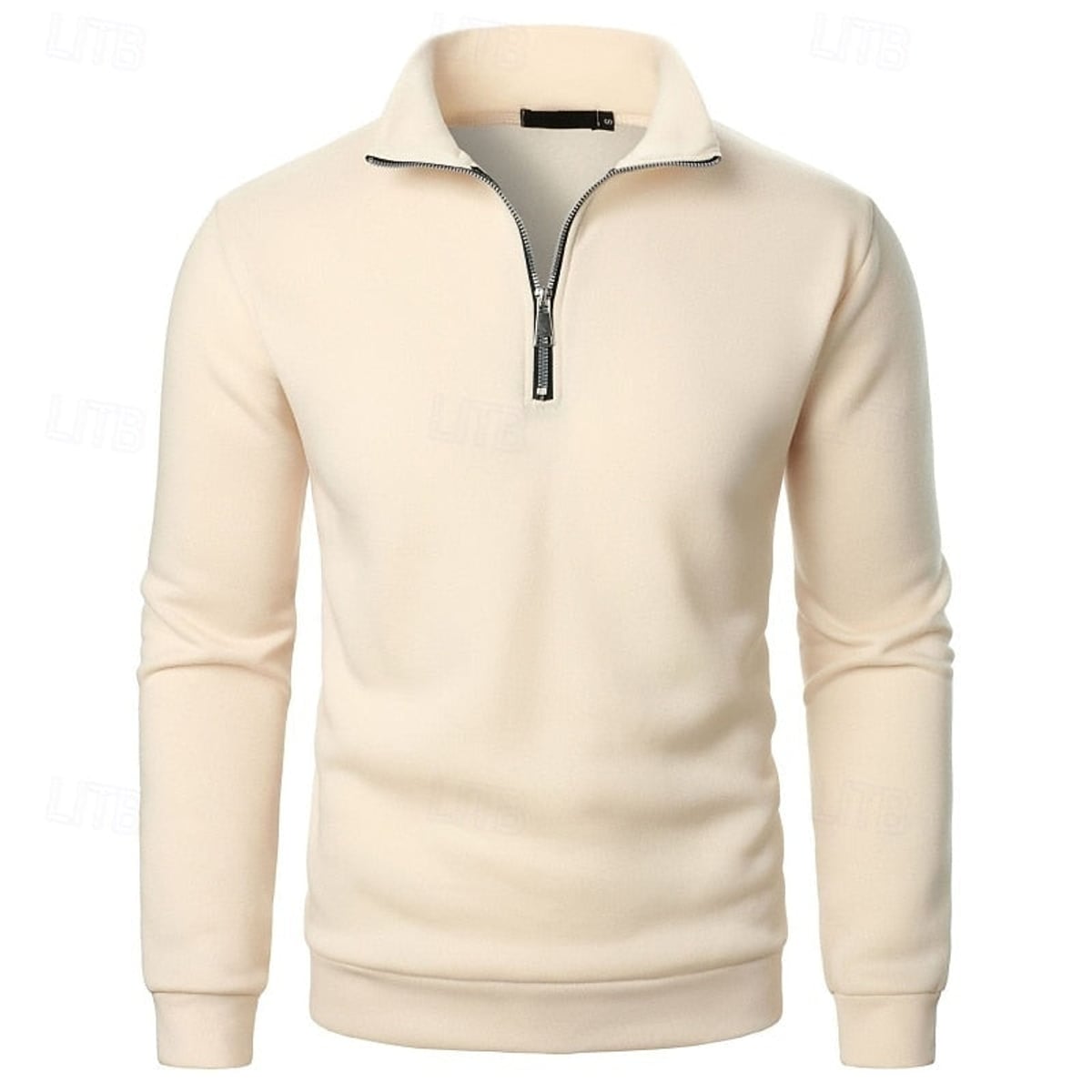 men's quarter-zip stand collar slim fit pullover in apricot