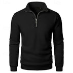 men's quarter-zip stand collar slim fit pullover in black