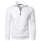 men's quarter-zip stand collar slim fit pullover in white