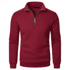 men's quarter-zip stand collar slim fit pullover in wine