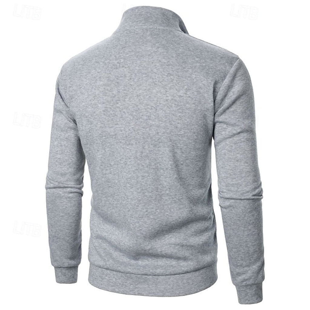 men's quarter-zip stand collar slim fit pullover