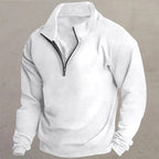 men's quarter-zip standing collar pullover in white