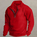 men's quarter-zip standing collar pullover in red