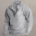men's quarter-zip standing collar pullover in light gray