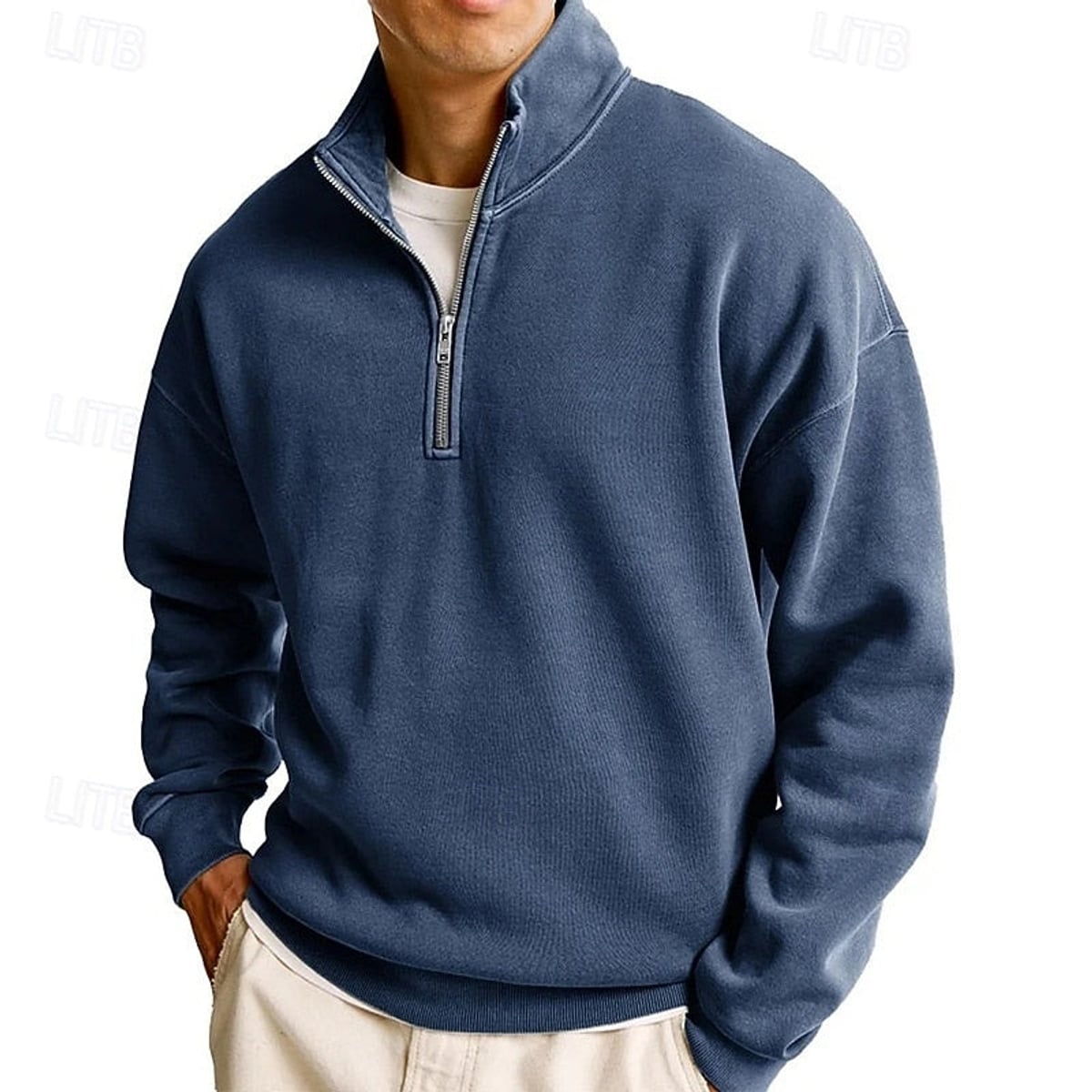 men's quarter-zip sweatshirt in navy blue
