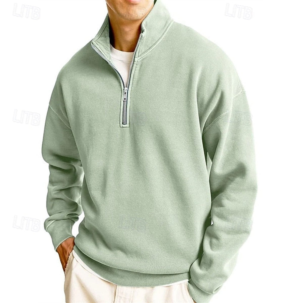 men's quarter-zip sweatshirt in light green