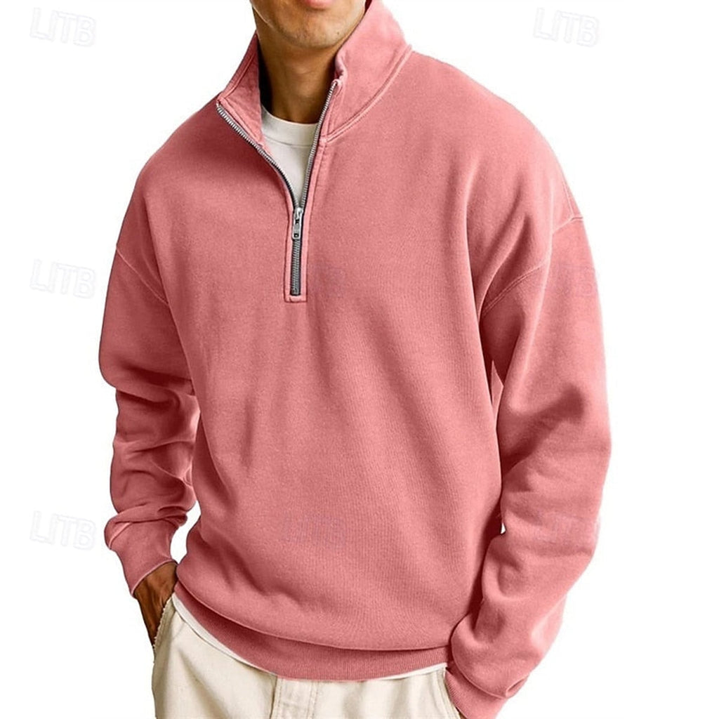 men's quarter-zip sweatshirt in pink