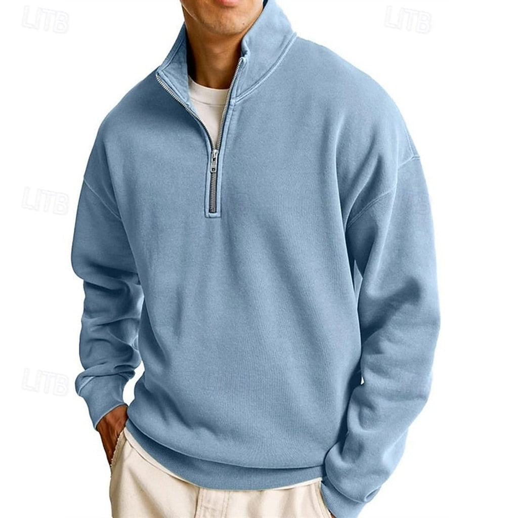 men's quarter-zip sweatshirt in blue
