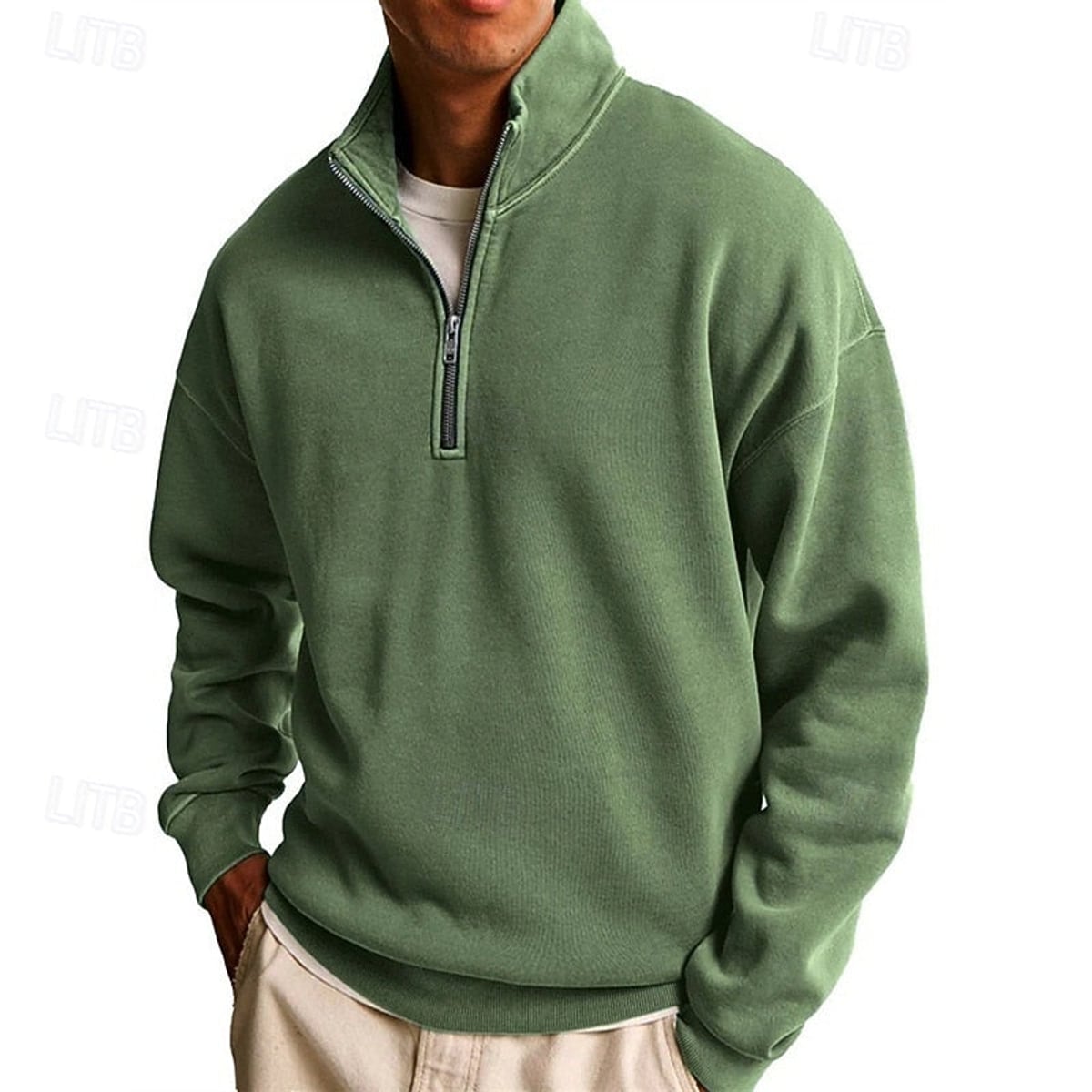 men's quarter-zip sweatshirt in green