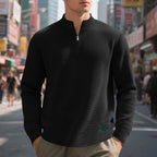 men's quarter-zip textured sweatshirt in black