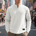 men's quarter-zip textured sweatshirt in white