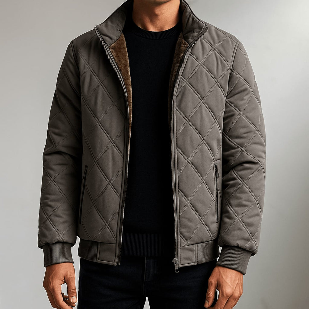 men's quilted bomber jacket in gray