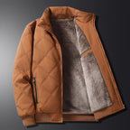 men's quilted bomber jacket in brown