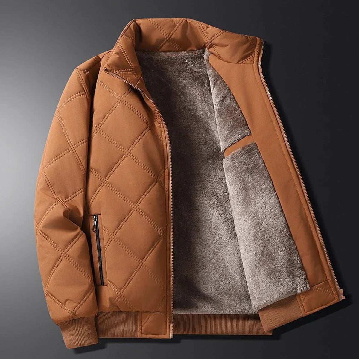 men's quilted bomber jacket in brown