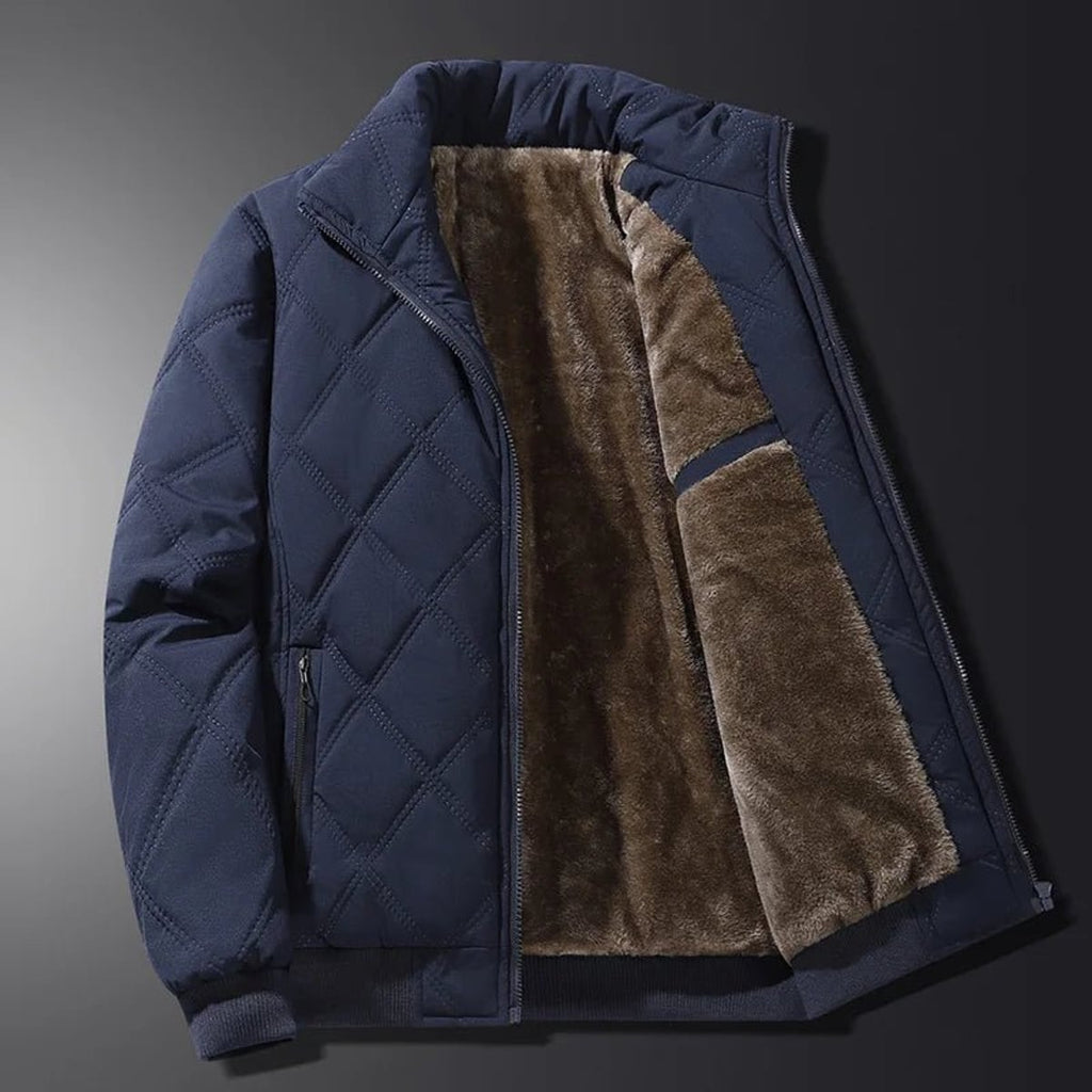 men's quilted bomber jacket in navy