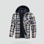 men's quilted lined hooded overshirt in gray