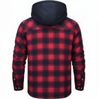 men's quilted lined hooded overshirt in red