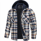 men's quilted lined hooded overshirt in gray