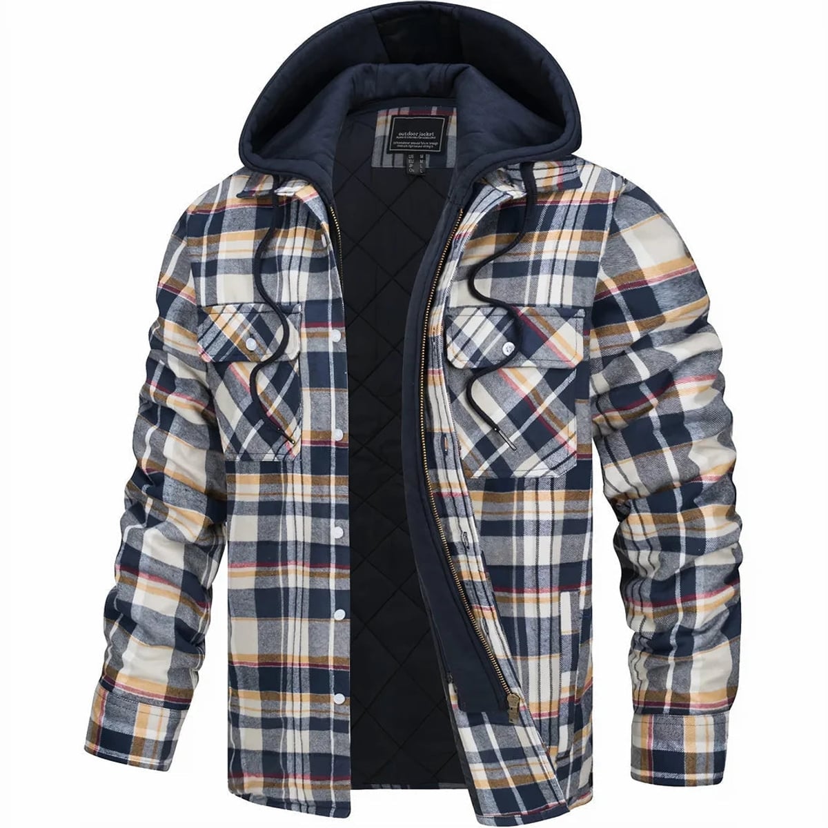 men's quilted lined hooded overshirt in gray