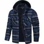 men's quilted lined hooded overshirt in navy