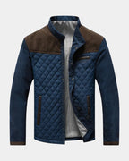 men's quilted stand collar jacket in brown