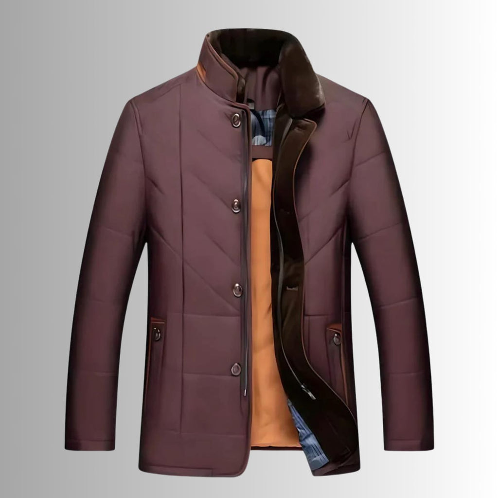 men's quilted stand collar padded jacket in red