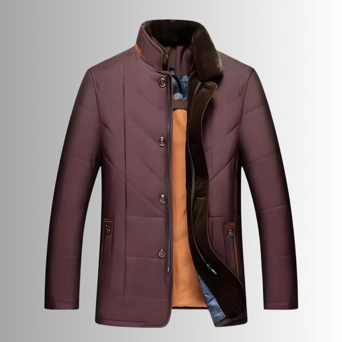 men's quilted stand collar padded jacket in red