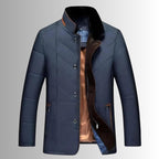 men's quilted stand collar padded jacket in navy blue