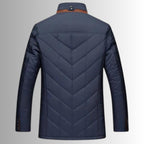 men's quilted stand collar padded jacket in navy blue