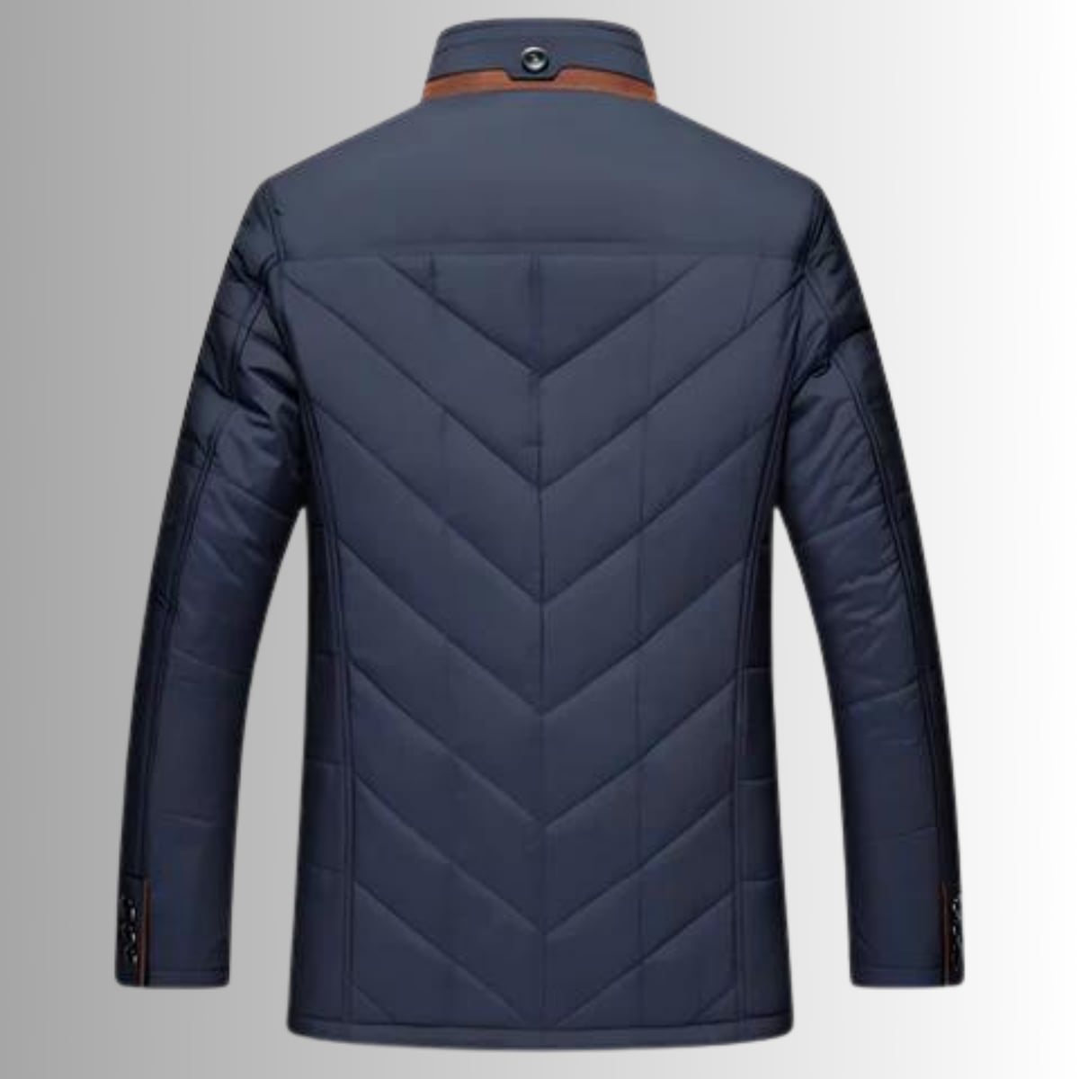 men's quilted stand collar padded jacket in navy blue