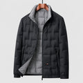 men's quilted stand collar puffer jacket in black