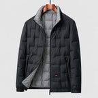 men's quilted stand collar puffer jacket in black