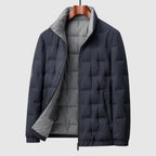 men's quilted stand collar puffer jacket in blue