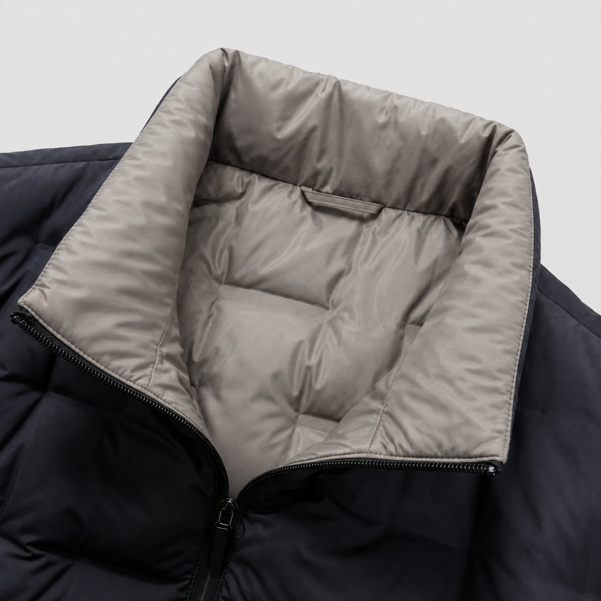 men's quilted stand collar puffer jacket in black