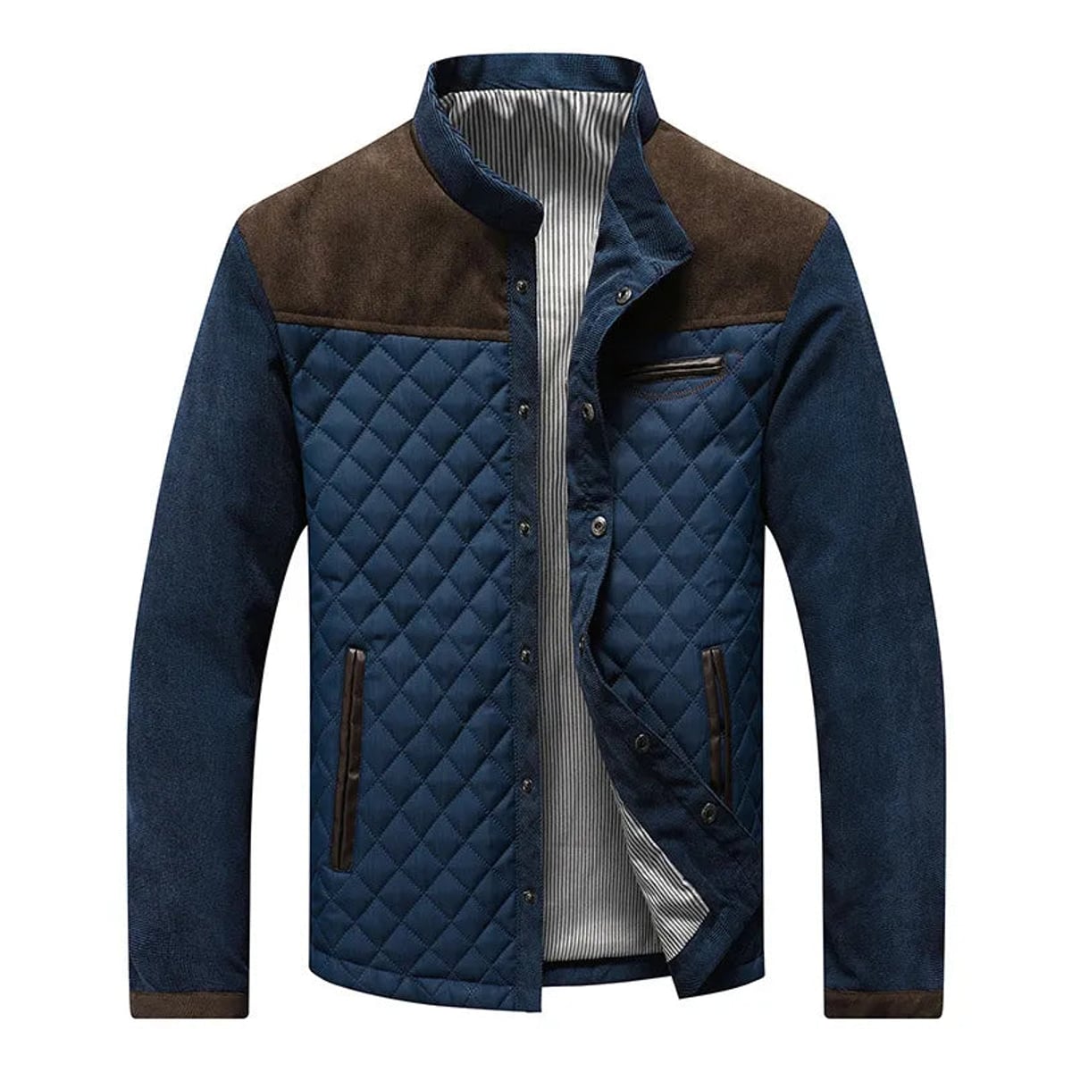 men's quilted transitional jacket in brown