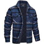 men's regular fit checked shirt jacket in navy