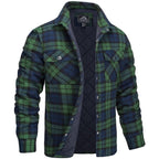 men's regular fit checked shirt jacket in green