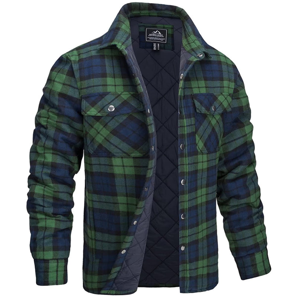 men's regular fit checked shirt jacket in green