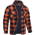 men's regular fit checked shirt jacket in orange