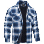 men's regular fit checked shirt jacket in light blue