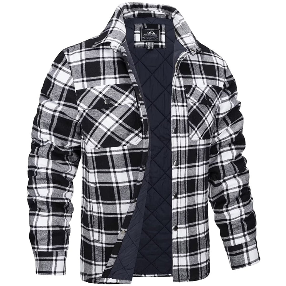 men's regular fit checked shirt jacket in black