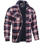 men's regular fit checked shirt jacket in red