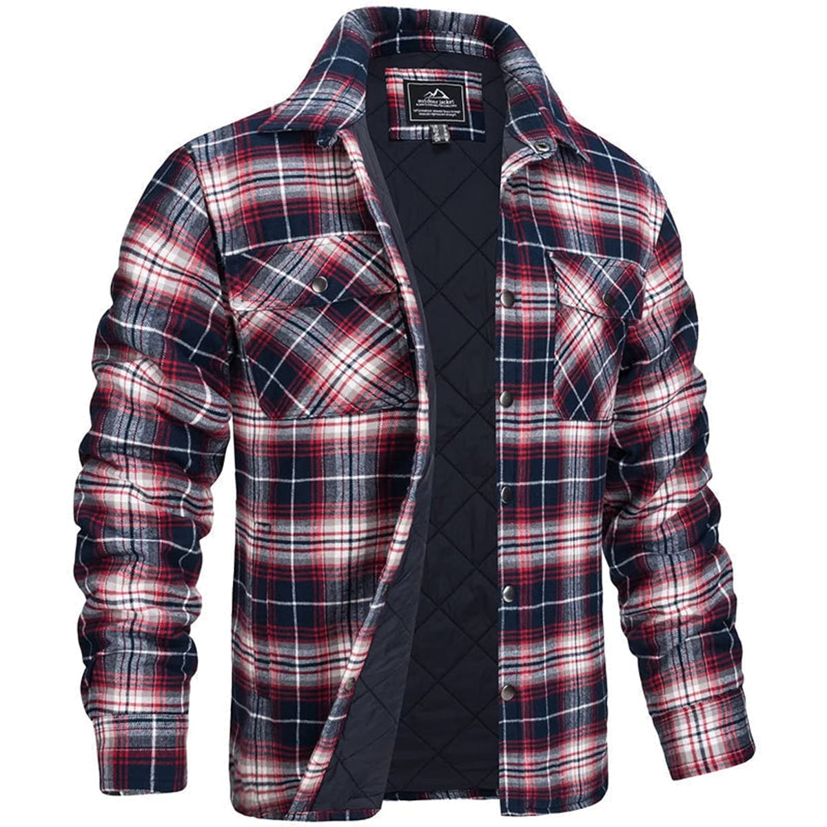 men's regular fit checked shirt jacket in red